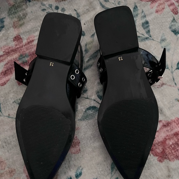 Steve Madden Black Patent Loafers with Silver Buckle - Picture 4 of 4